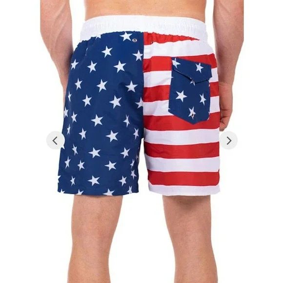 Tipsy Elves XL Mens Patriotic USA American Flag Swim Trunks Board Shorts 🇺🇸 - Picture 3 of 4